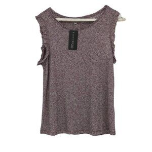 Silver Icing Jacqueline de  Yong Purple marled frilled cap sleeve NWT tee small